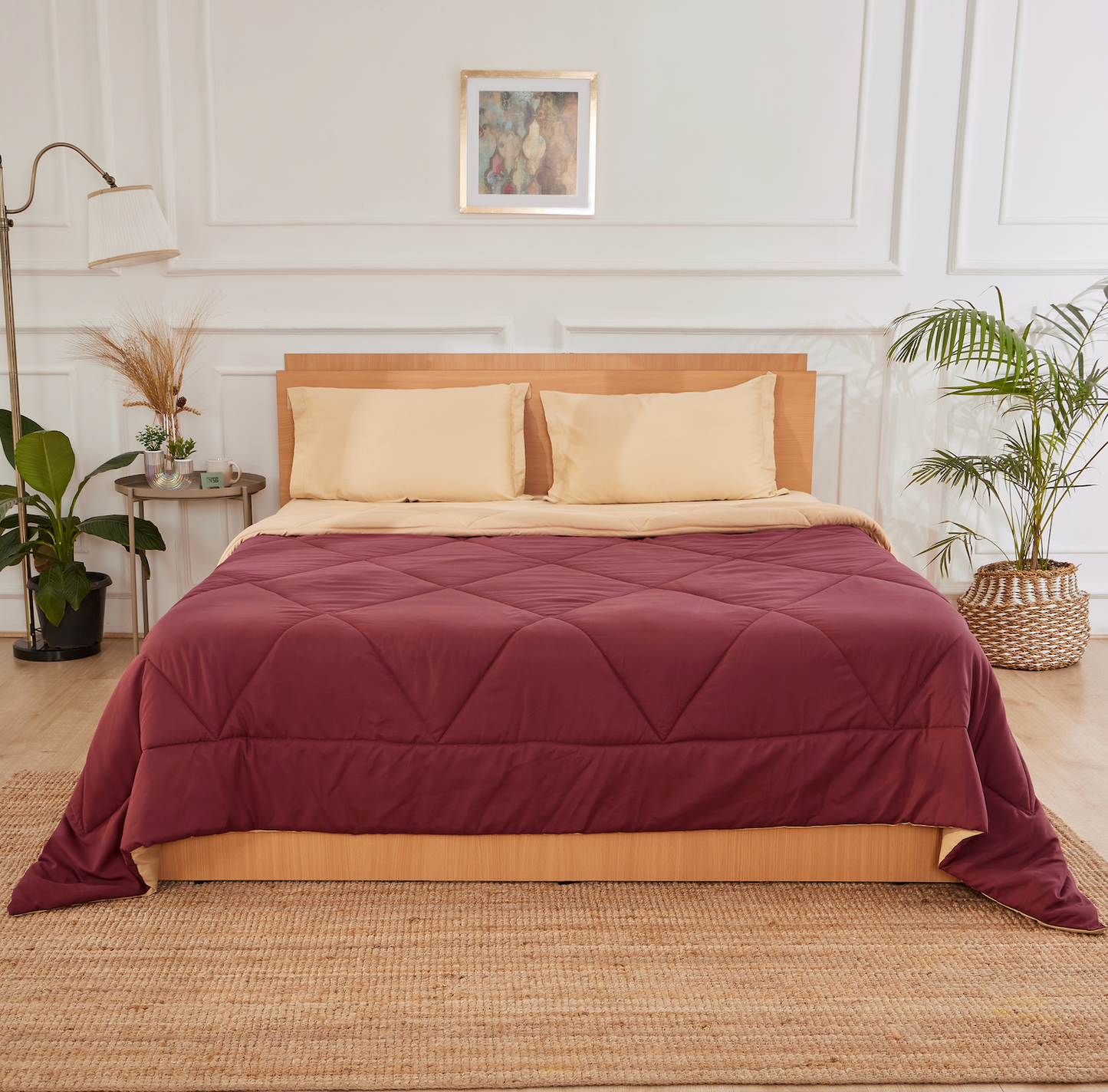 Premium All - Weather comforter (Maroon + Beige)