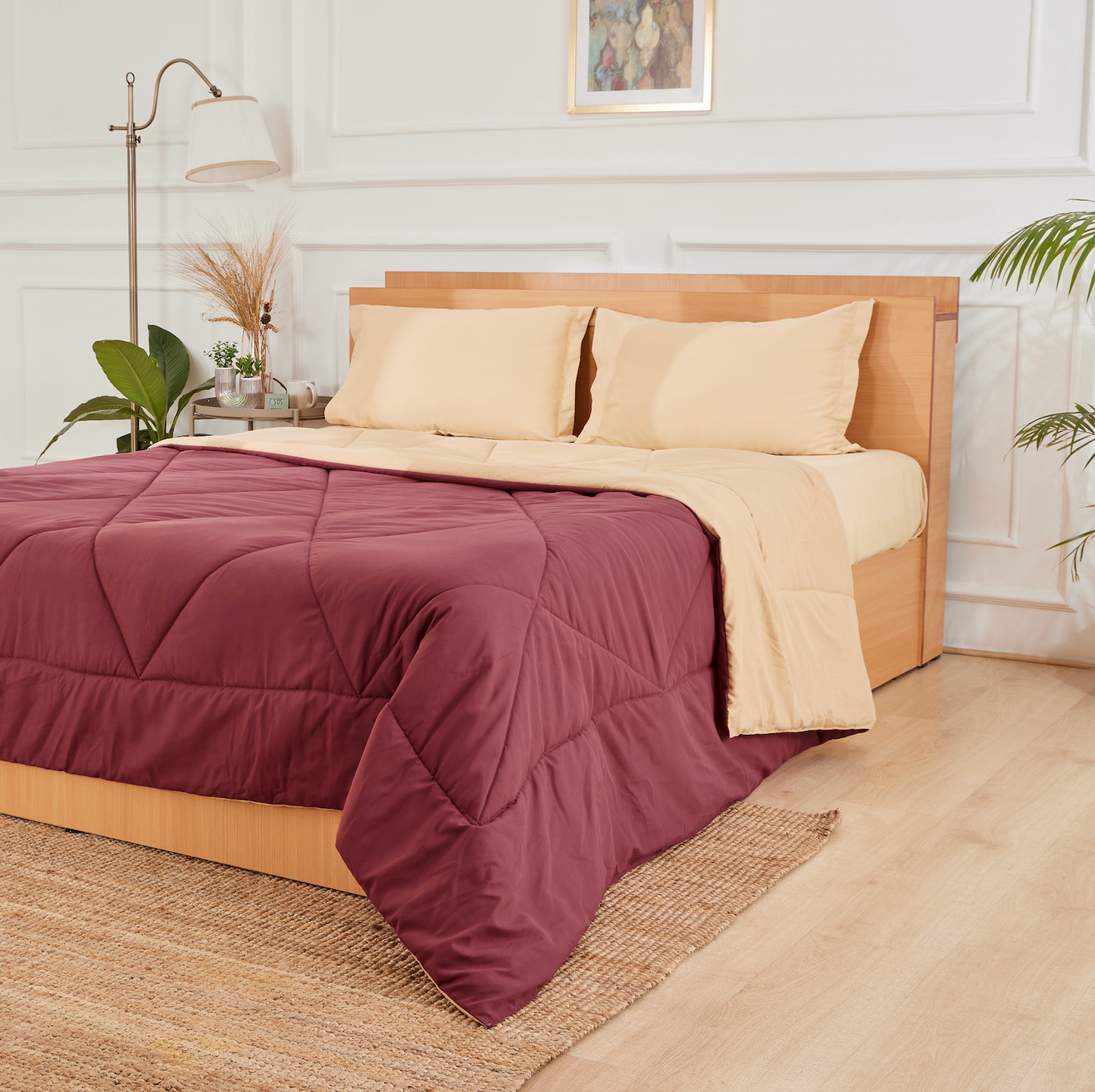 Premium All - Weather comforter (Maroon + Beige)